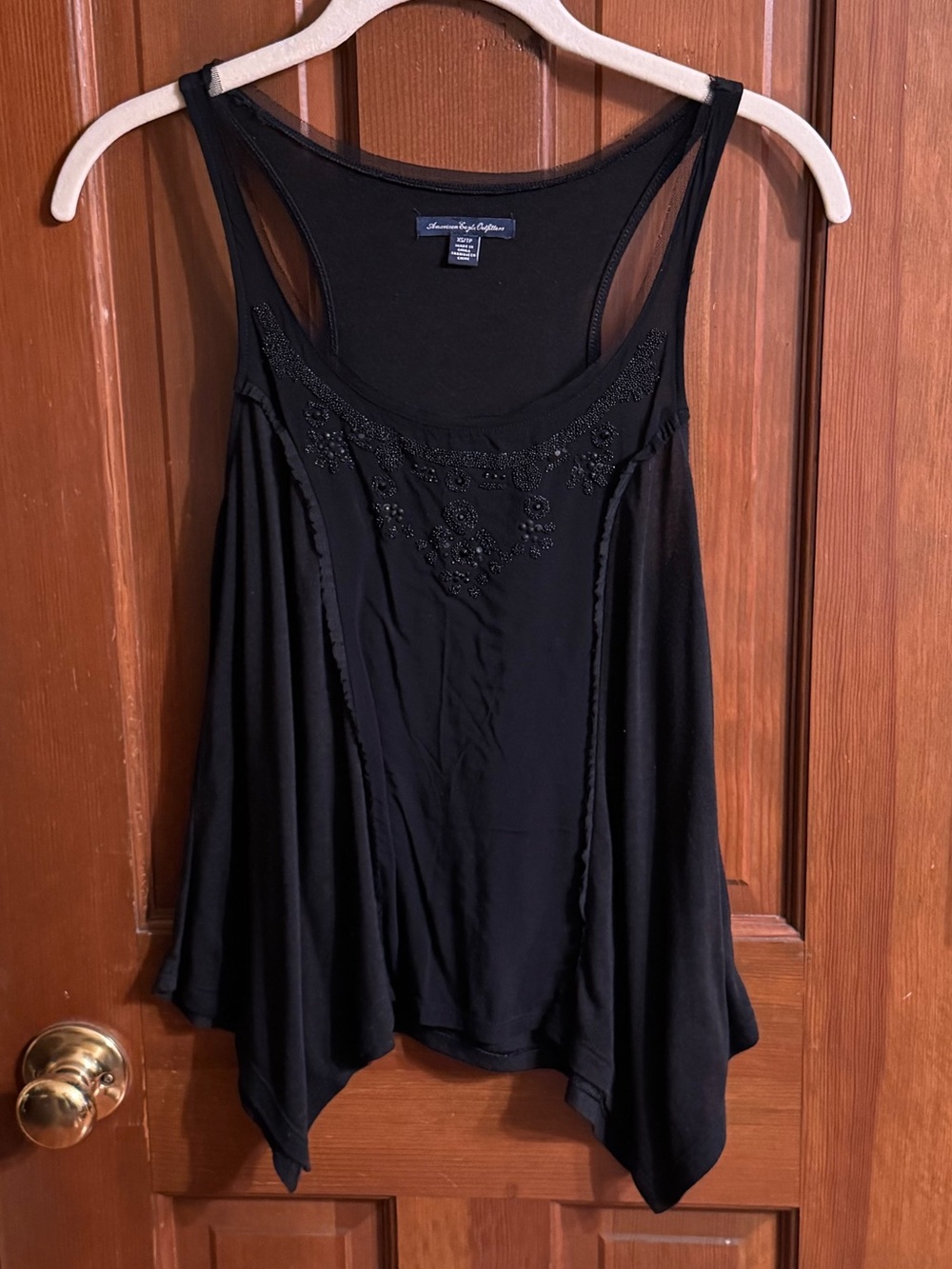 American Eagle Outfitters Black Embellished Racerback Top